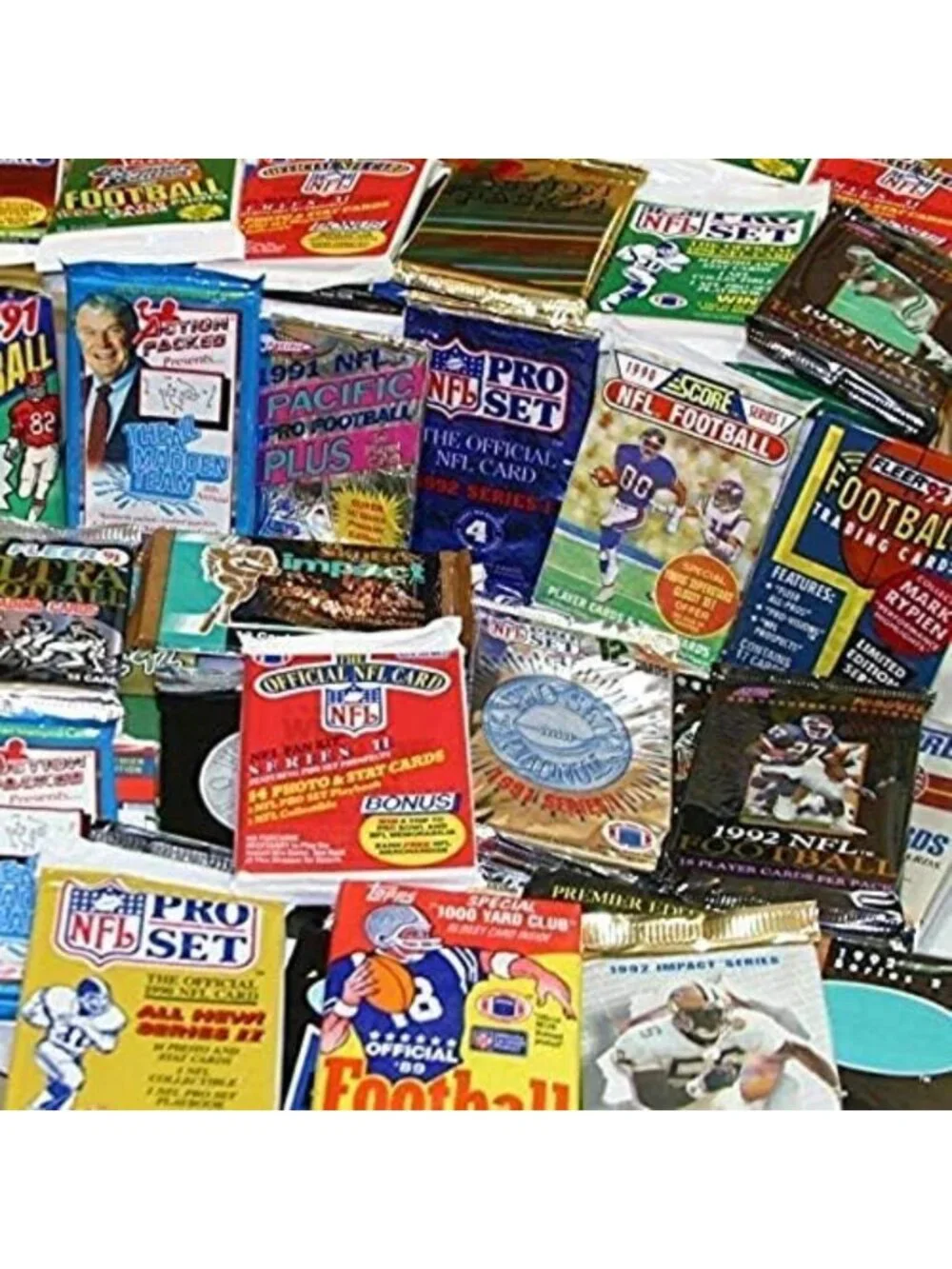 Vintage Unopened Football Card Lot - 60 Packs from Late 80s & Early 90s